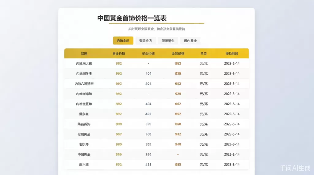 实时黄金行情查询单页网站源码分享，黄金首饰价格查询单页源码-心云博客
