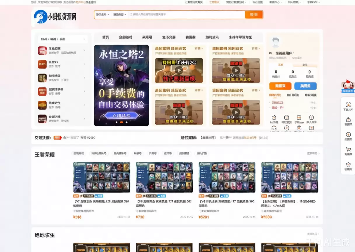 最新网络游戏账户交易平台系统源码 全开源版本 全新UI-心云博客