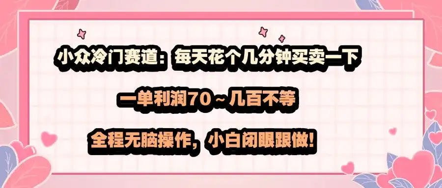 小众冷门买卖项旨 每天凡分钟赚70+|心云阁小白闭眼跟做！-心云阁